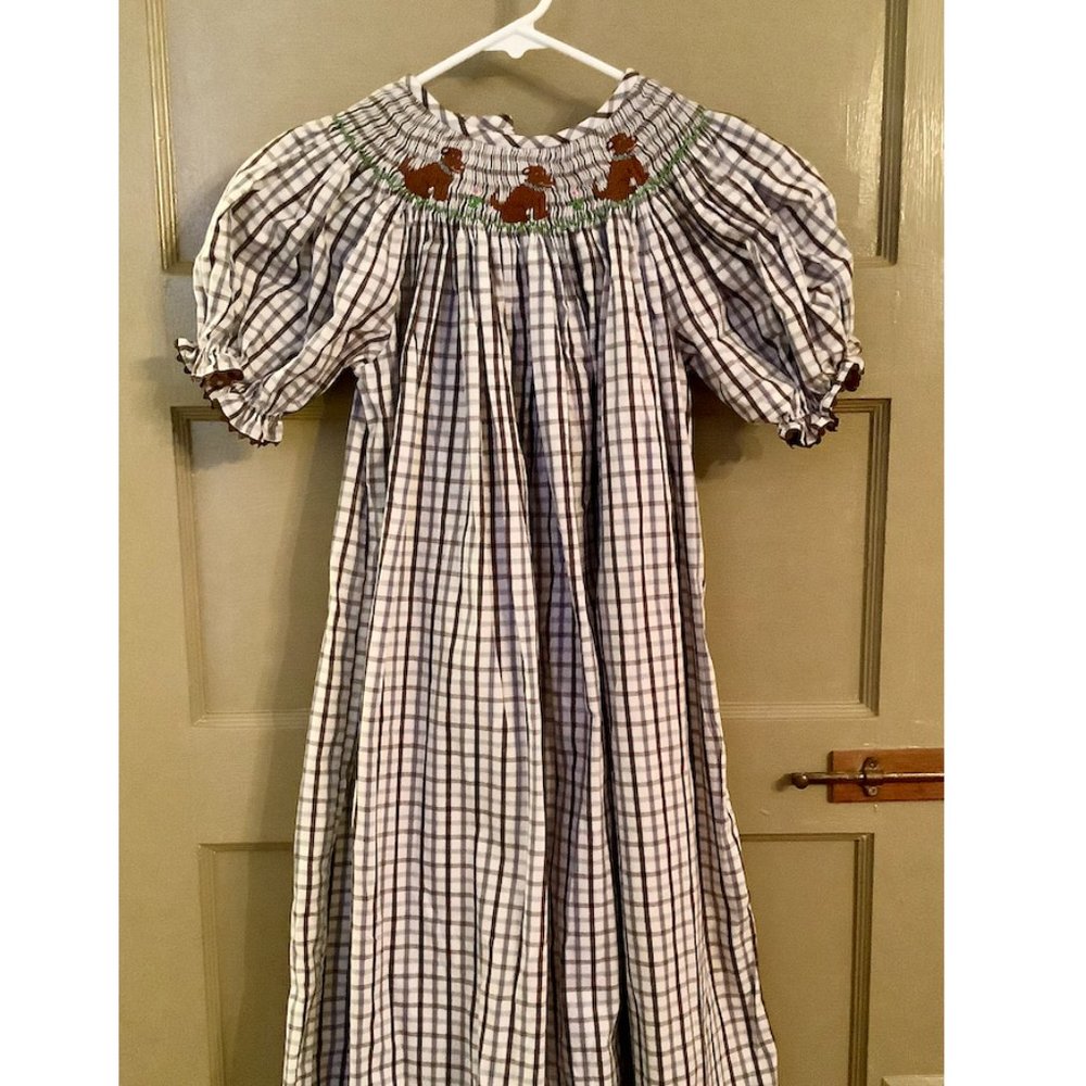 Castles and Crowns Smocked Bishop Dress Girls Puppy Dogs 7/8